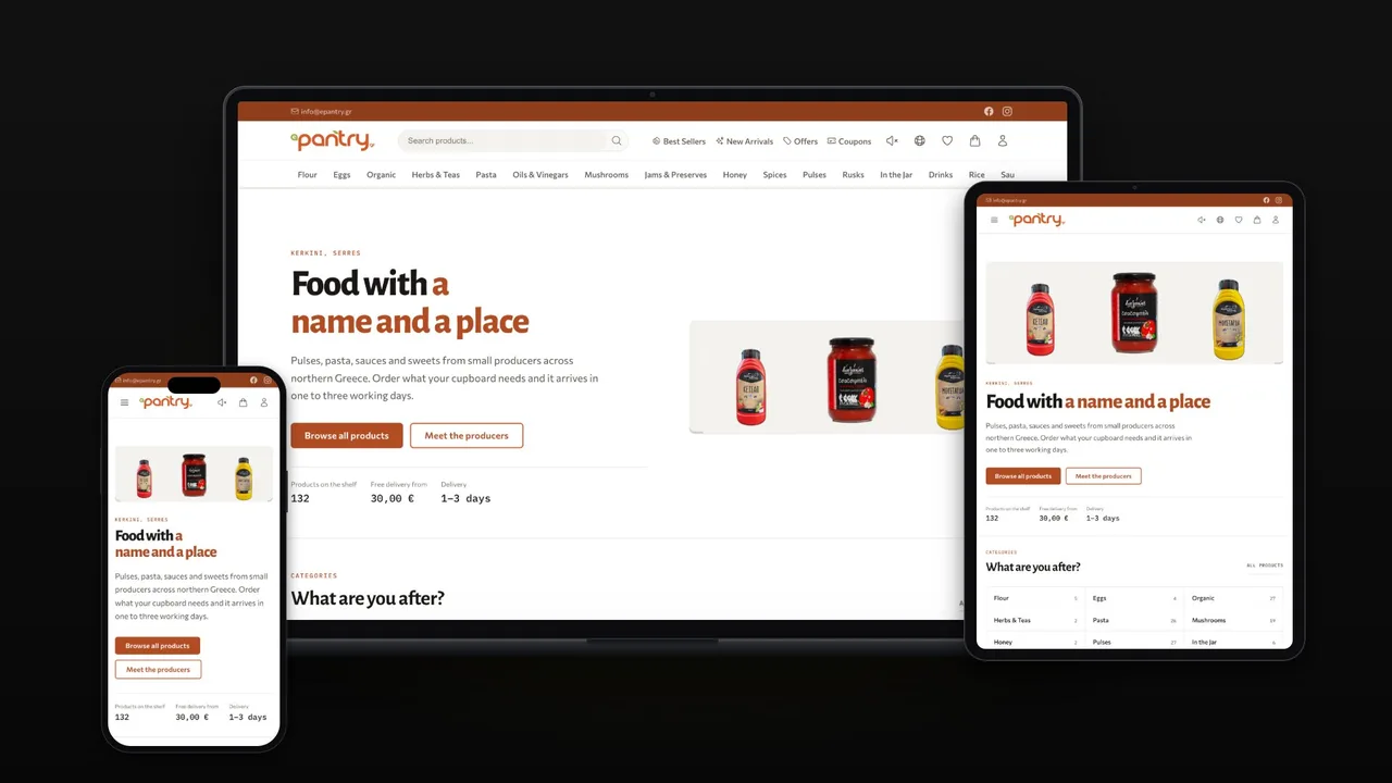 ePantry on a laptop, a tablet and a phone